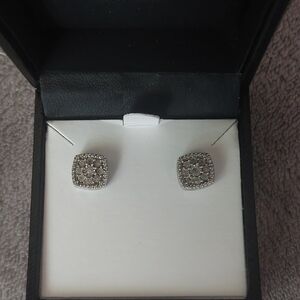 Diamond Cushion Stud Earrings